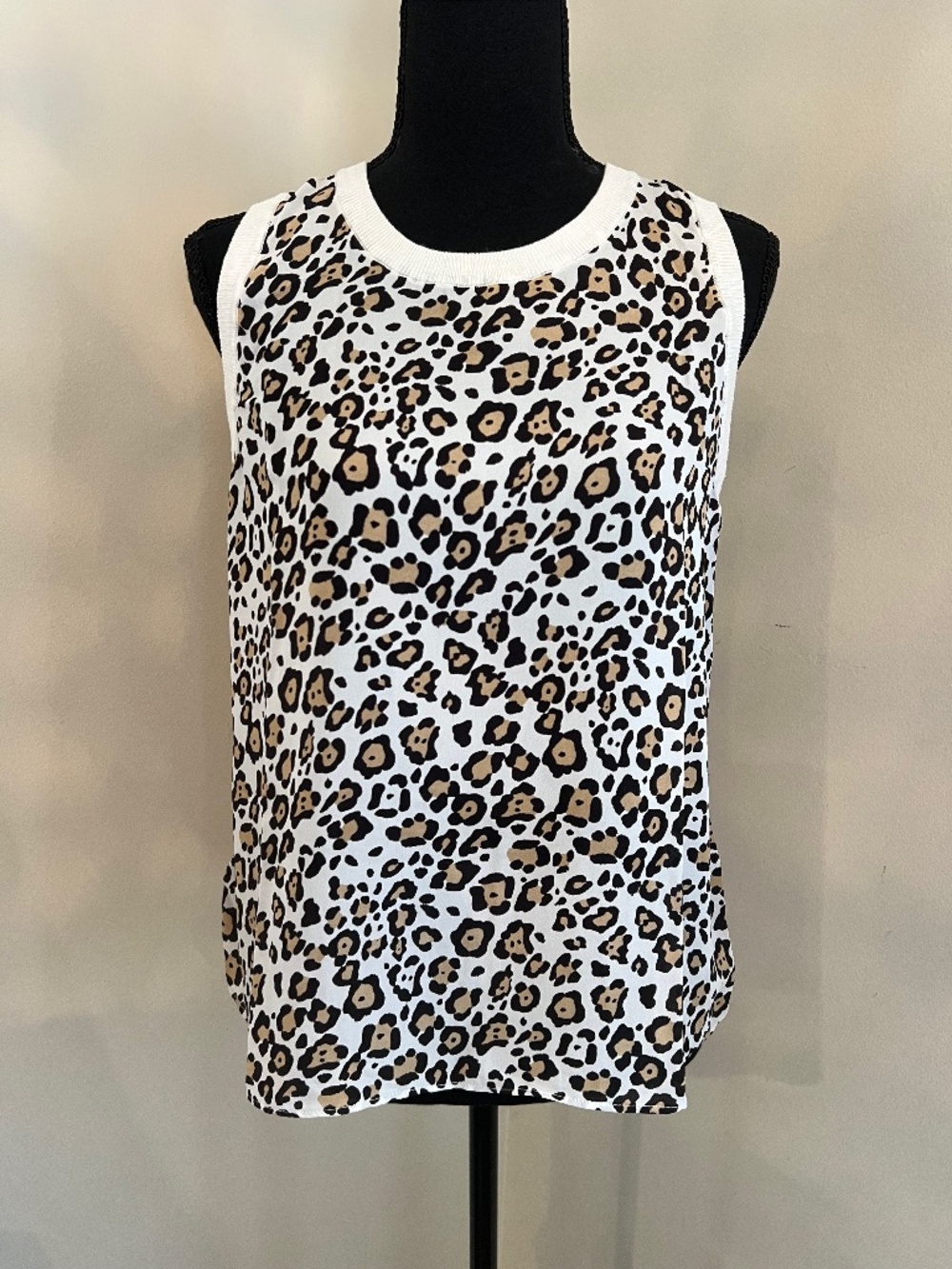 Ann Taylor LOFT Women's Leopard Print Sleeveless Sheer Dress Tank Top